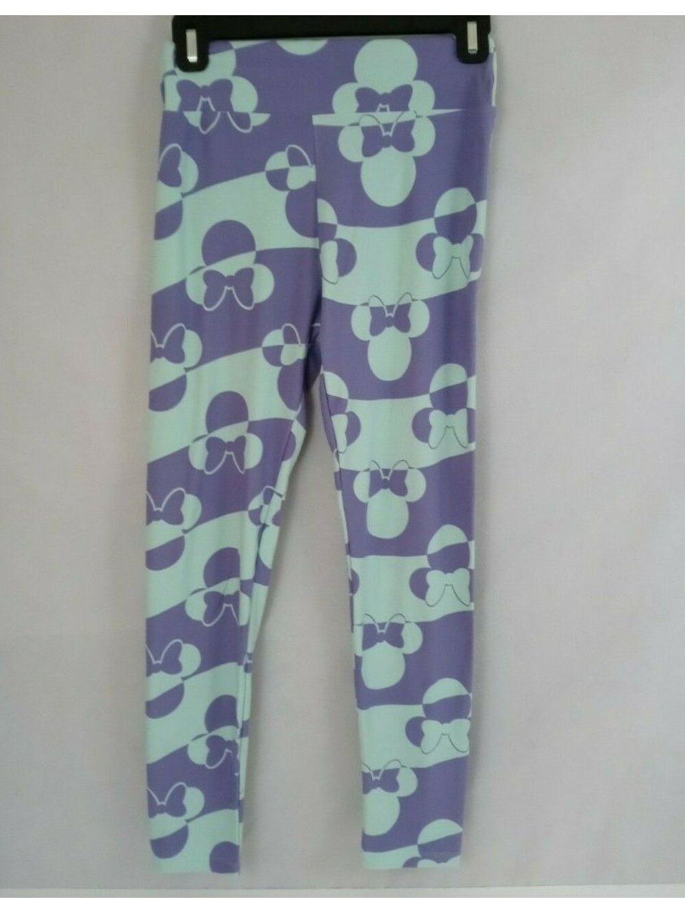 New LuLaRoe Disney One Size Leggings Lt. Blue & Lavender W/ Minnie Mouse Heads